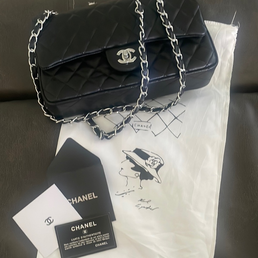 Quilted flap leather bag